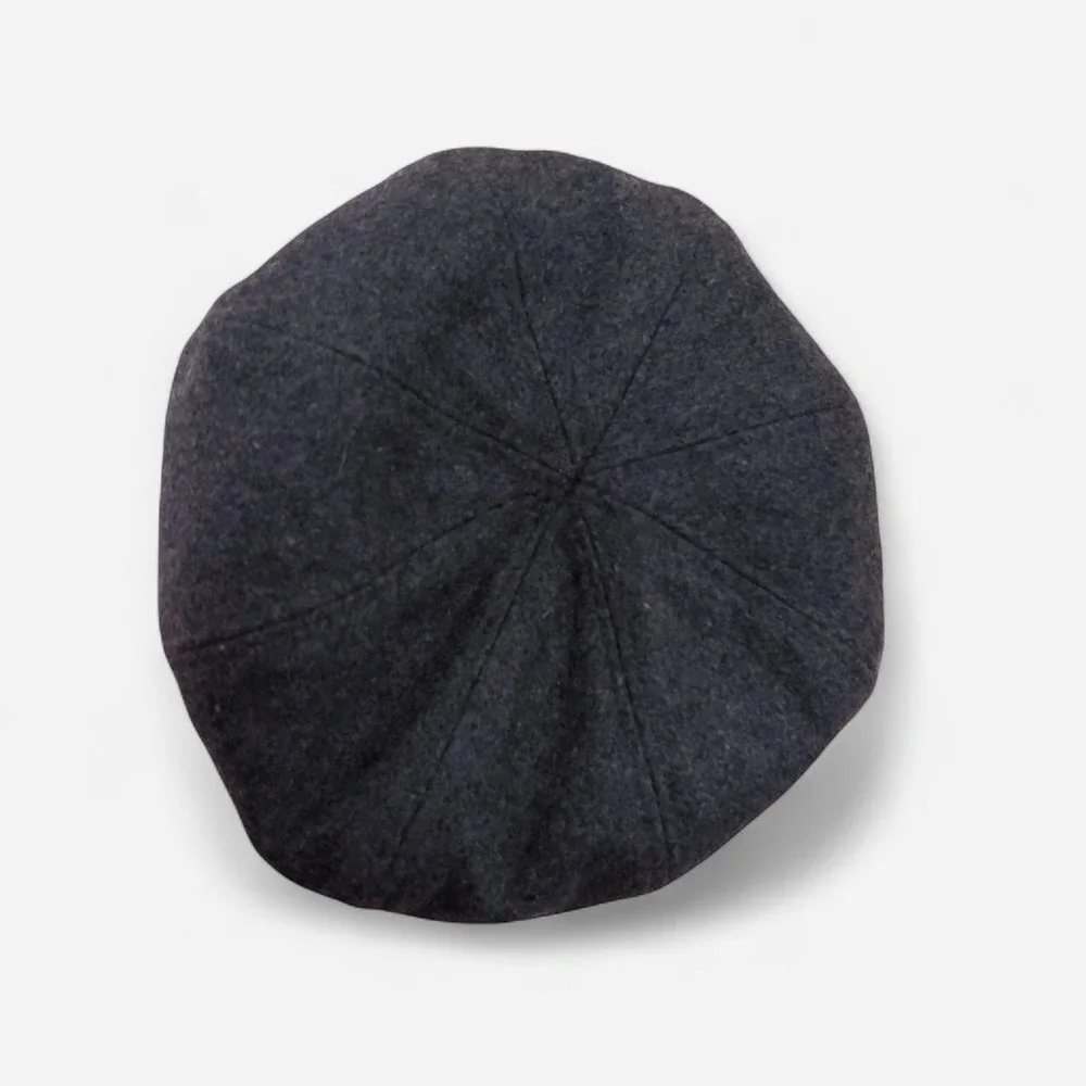 Y2K Wool Baker Boy Newsboy Hat with Rosette Flower